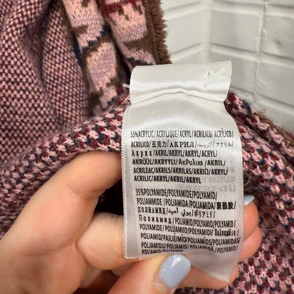 Farm Rio Ikat Pineapple Knit Blazer Cardigan Wool Blend Belt Pink Brown Sml Boho - Picture 13 of 16